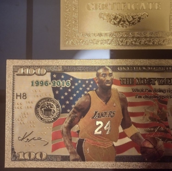KOBE BRYANT 24k GOLD LIMITED EDITION! NOVELTY NOTE &CERTIFICATE OF AUTHENTICITY! - Picture 3 of 13